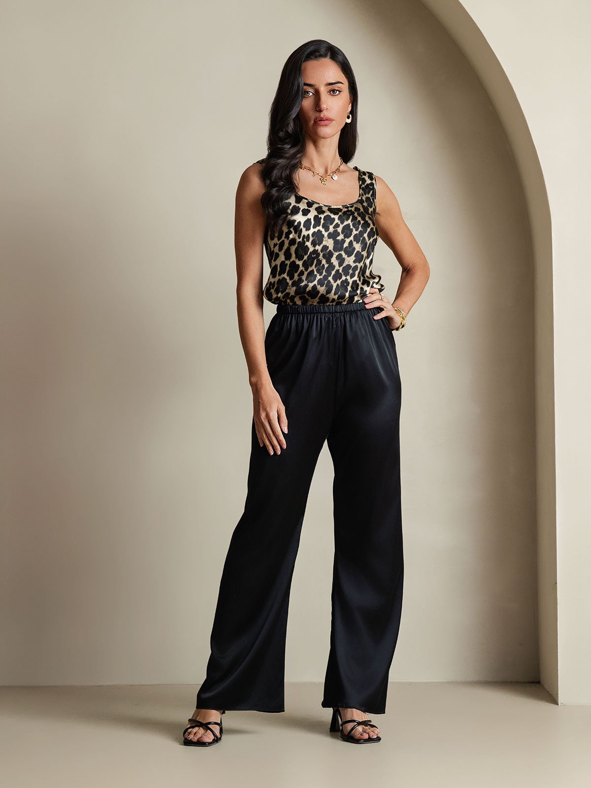 [Leopardo] SilkSilky-IT 19Momme Seta Collo a U Cami 008