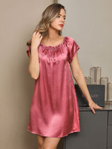 [Malva Pallido] SilkSilky-IT Cap Sleeve Square Neck Camicia da notte 001