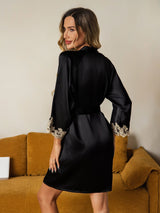 [Nero] SilkSilky-IT 3/4 Sleeve Vestaglia da donna 002