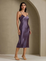 [Grigio Porpora] SilkSilky-IT Sleeveless V Neck Vestiti da donna 003