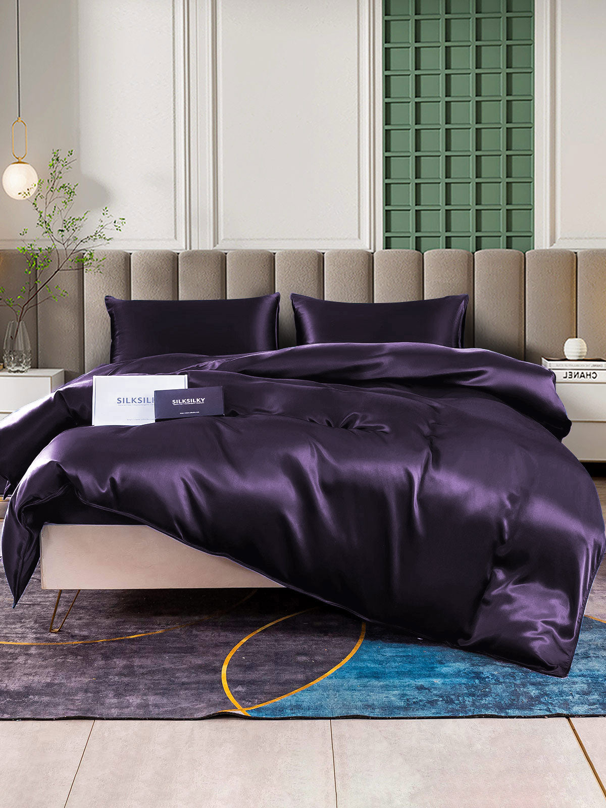 [Viola Scuro] SilkSilky-IT 22Momme Seta pura Bedding Set 001,