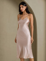 [Grigio Ombra] SilkSilky-IT Sleeveless V Neck Vestiti da donna 007
