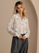 [Fiore di Salvia] SilkSilky-IT Long Sleeve Lapel Collar Camicette 003