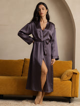 [Grigio Porpora] SilkSilky-IT Long Sleeve Vestaglia da donna 005