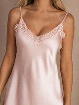 [Rosa] SilkSilky-IT Sleeveless V Neck Camicia da notte 004