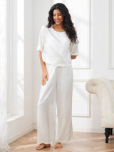 [Bianco] SilkSilky-IT Half Sleeve Round Neck Pigiami da donna 003