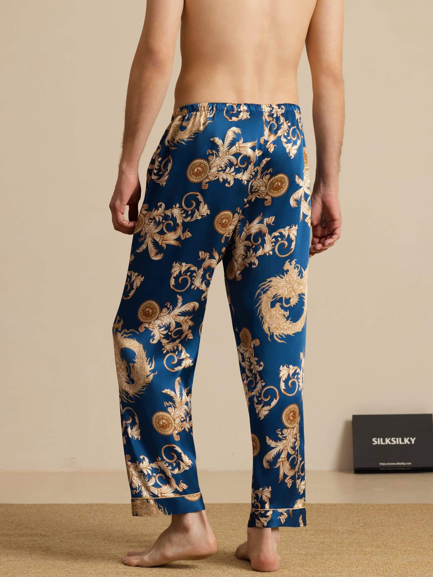 [Drago Navy] SilkSilky-IT Mens Sleep Bottoms 002