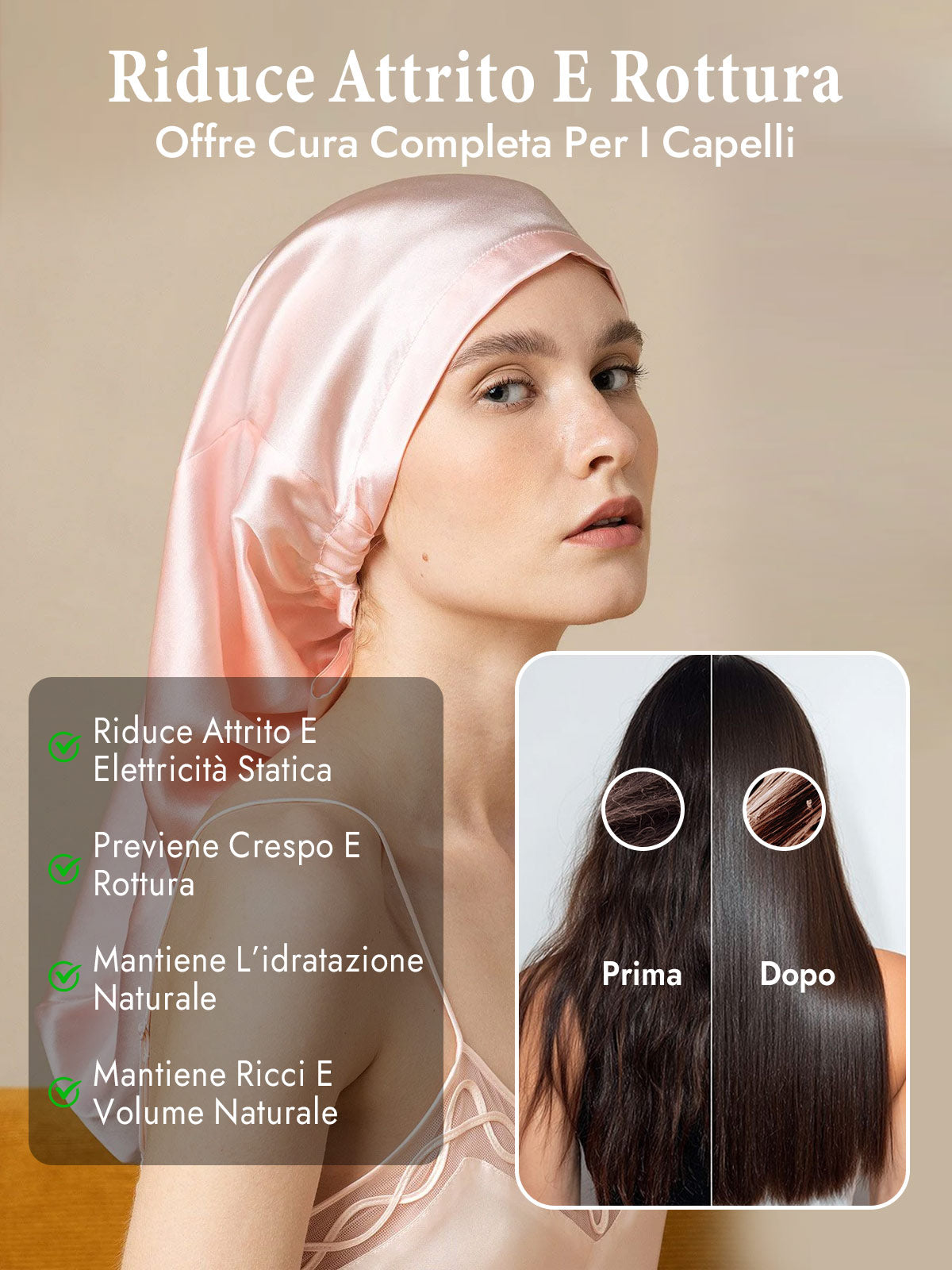 [Rosa Chiaro] SilkSilky-IT Cuffia di seta 004