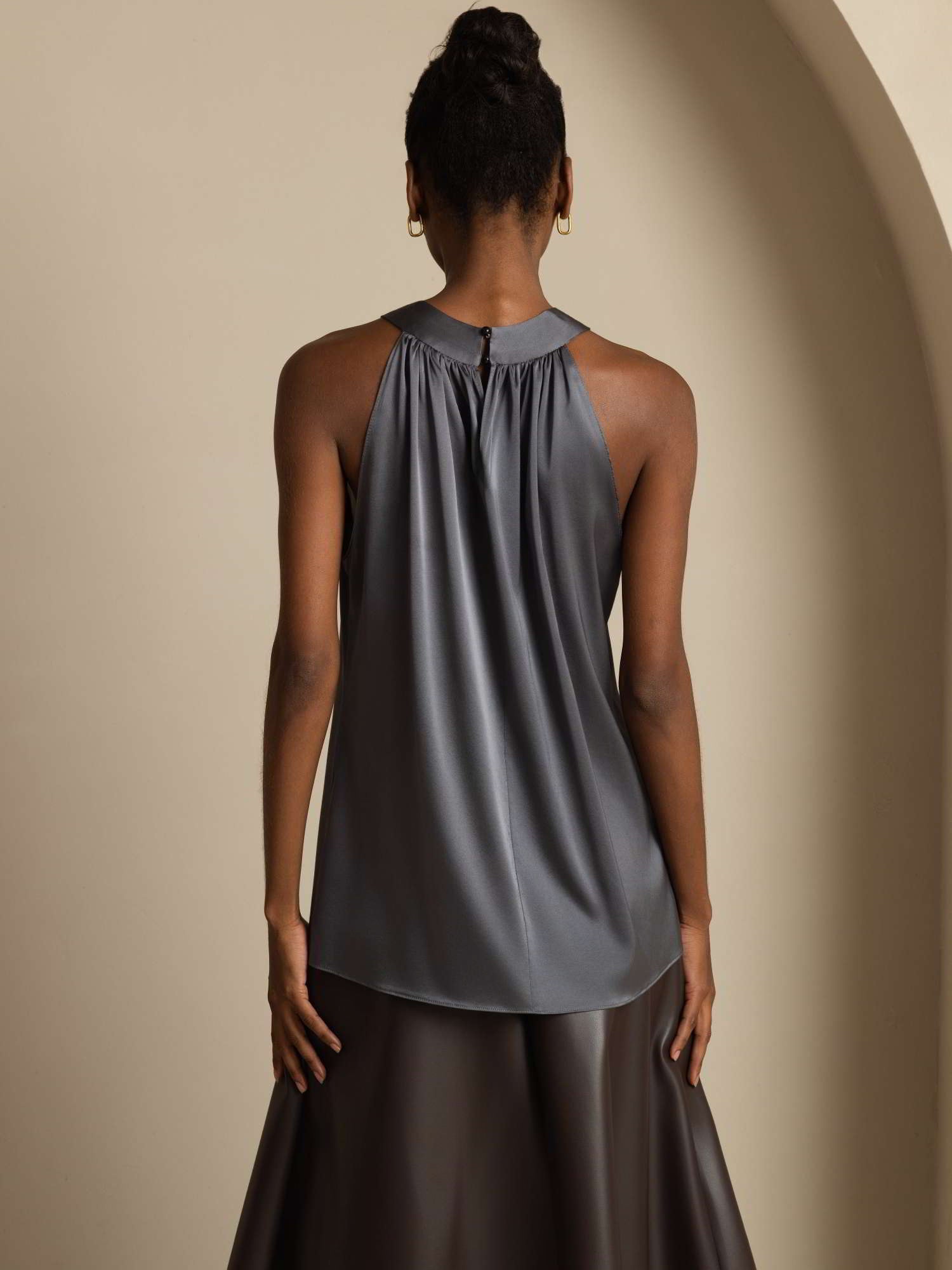 [Grigio Scuro] SilkSilky-IT 19Momme Senza maniche Halter Magliette donna 002