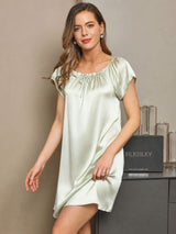 [Menta Verde] SilkSilky-IT Cap Sleeve Square Neck Camicia da notte 004