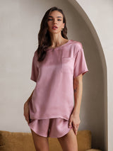 [Malva Pallido] SilkSilky-IT Short Sleeve Round Neck Pigiami da donna 004