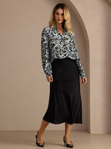 [Leopardo Ottanio] SilkSilky-IT Long Sleeve Lapel Collar Camicette 007