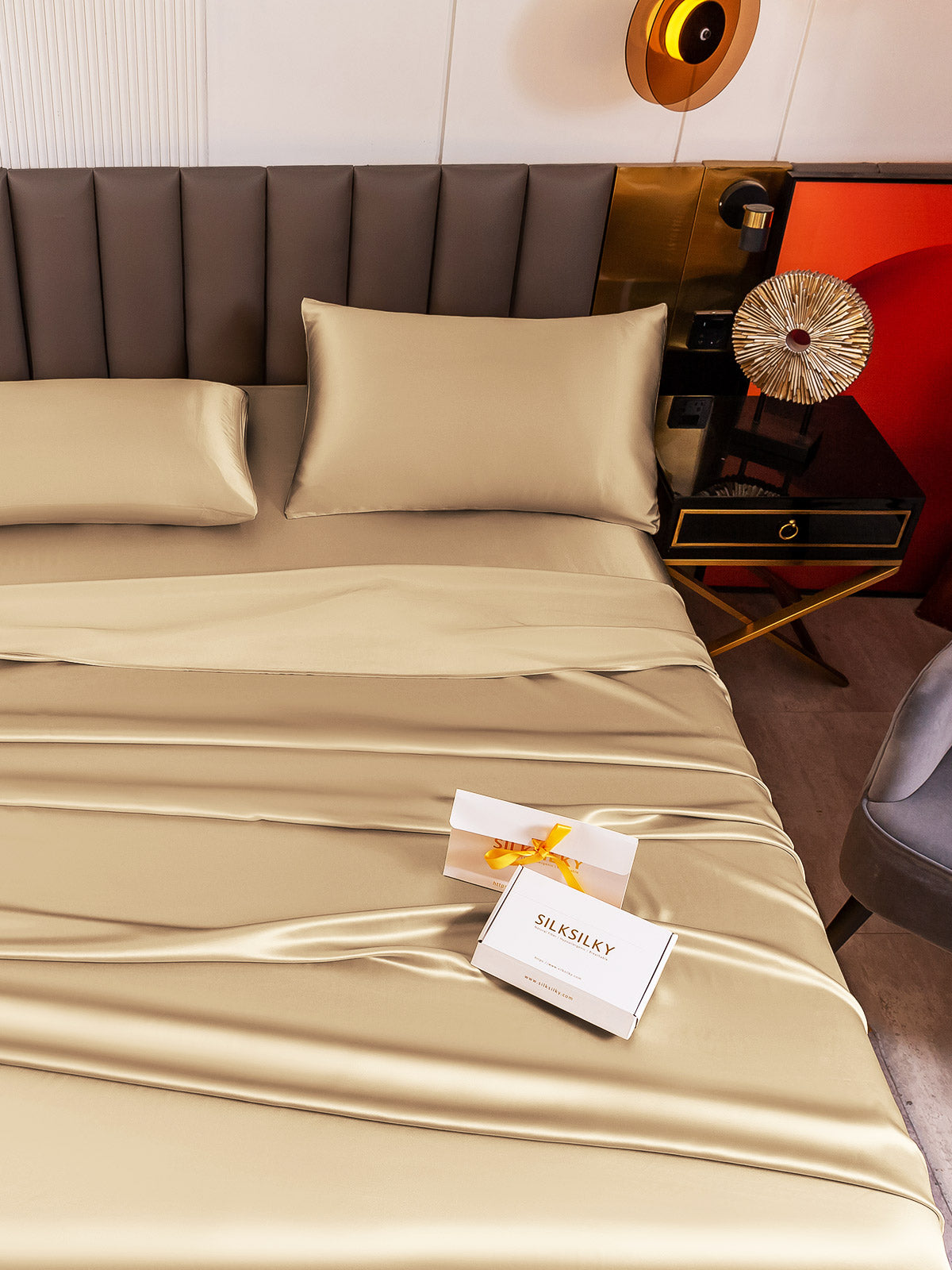 [Beige] SilkSilky-IT 19Momme Seta pura Bedding Set 003