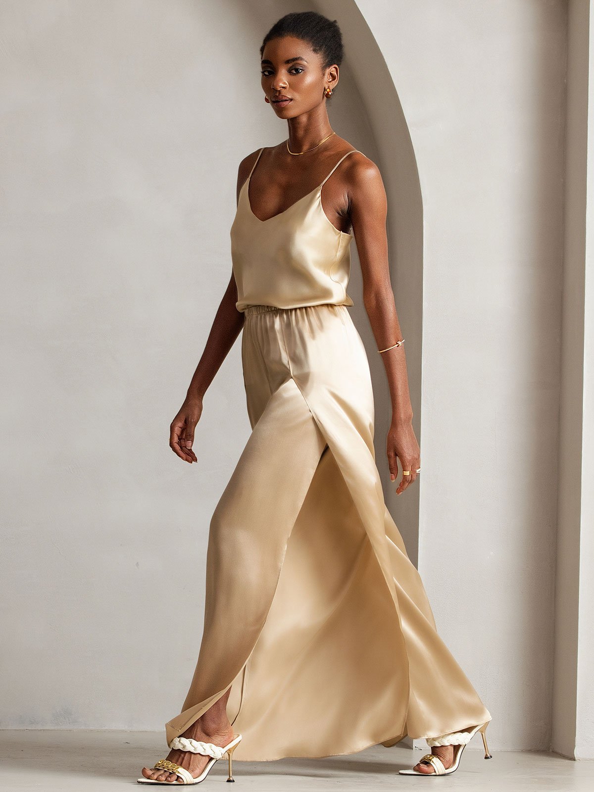 [Champagne] SilkSilky-IT 19Momme Seta Womens Pants 005