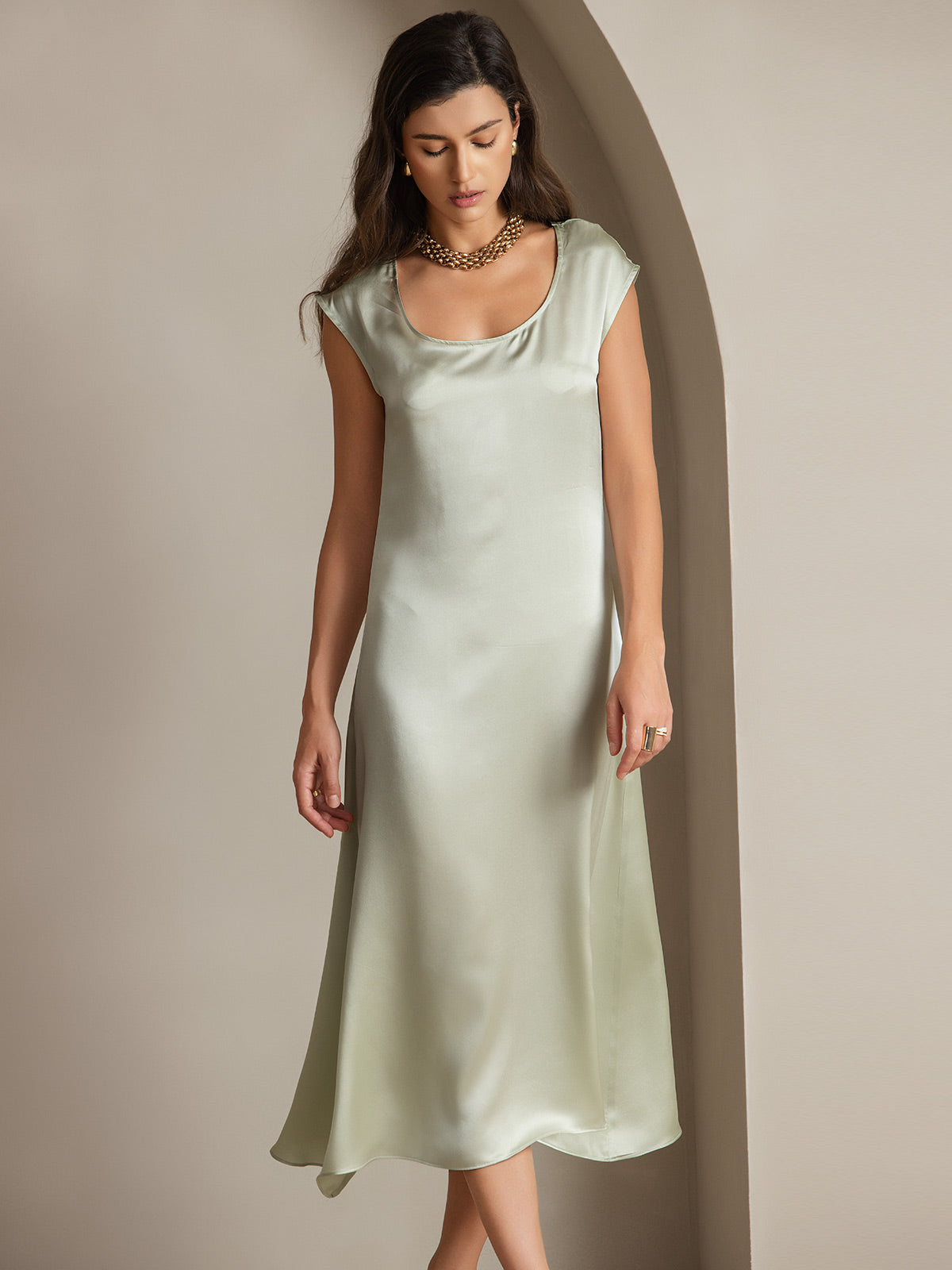 [Verde Chiaro] SilkSilky-IT 19Momme Seta Dress 004