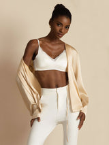 [Champagne] SilkSilky-IT 19Momme Manica lunga Capispalla da donna 008