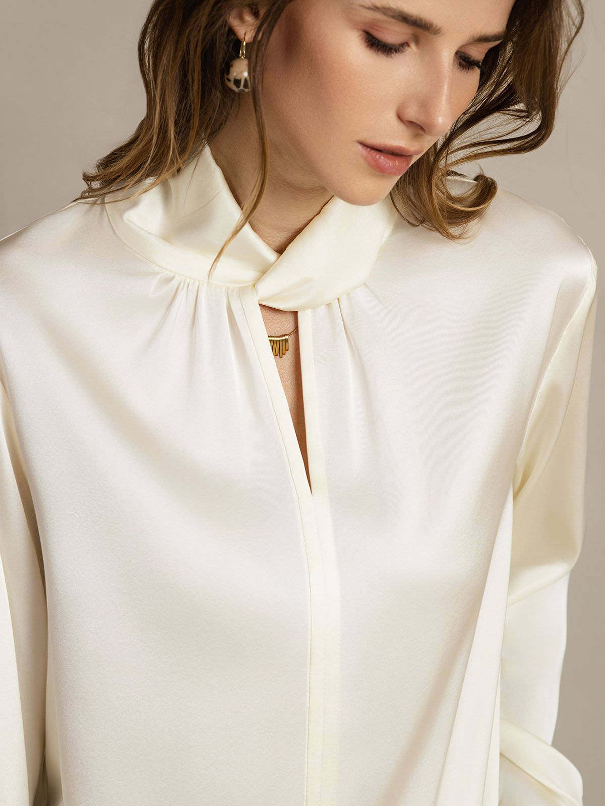 [Avorio] SilkSilky-IT 19Momme Seta Womens Shirt 005