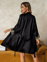 [Nero] SilkSilky-IT Seta A tre quarti Womens Pajamas 002