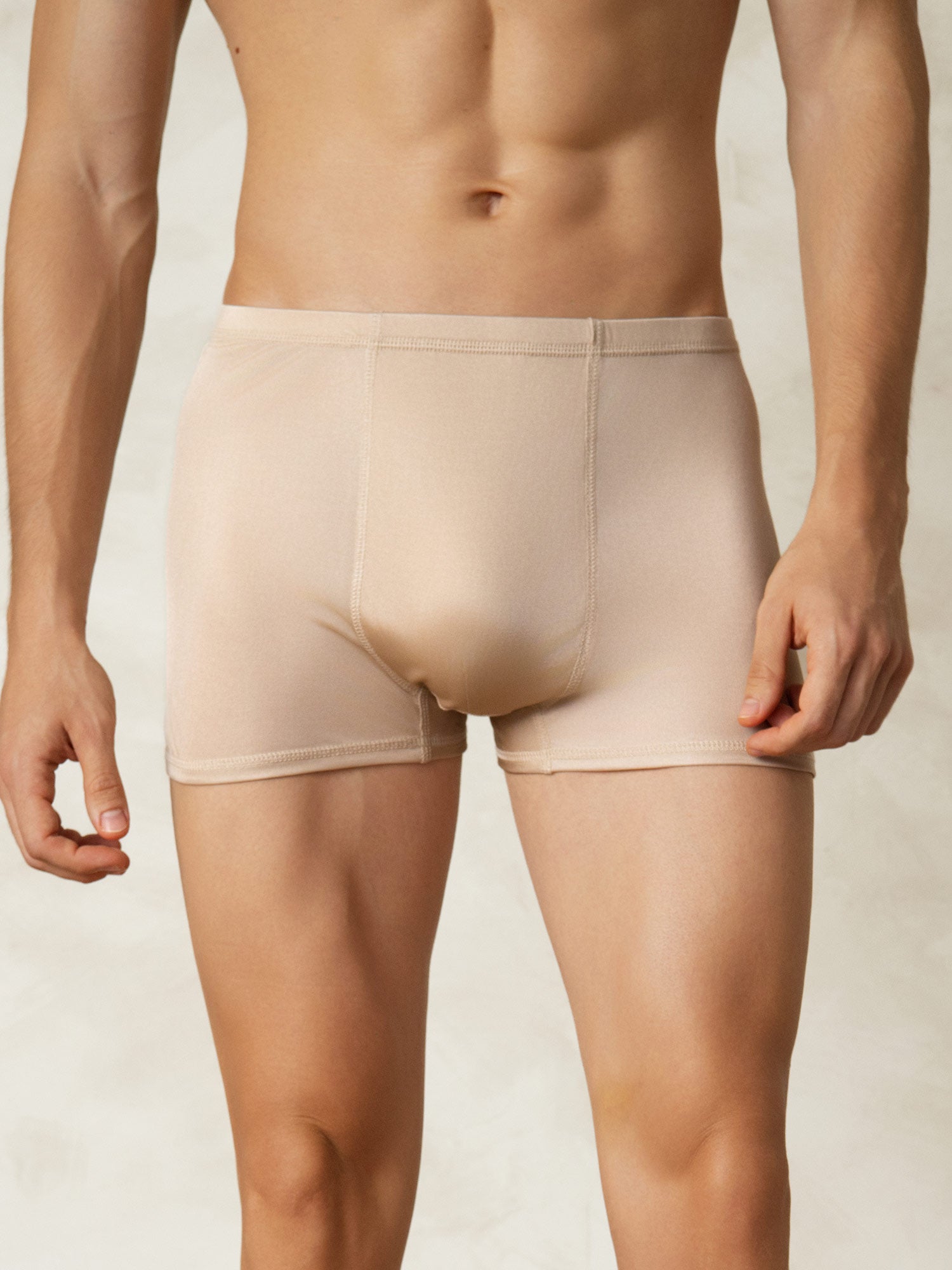 [Beige] SilkSilky-IT Maglia di seta Mens Underwear 001