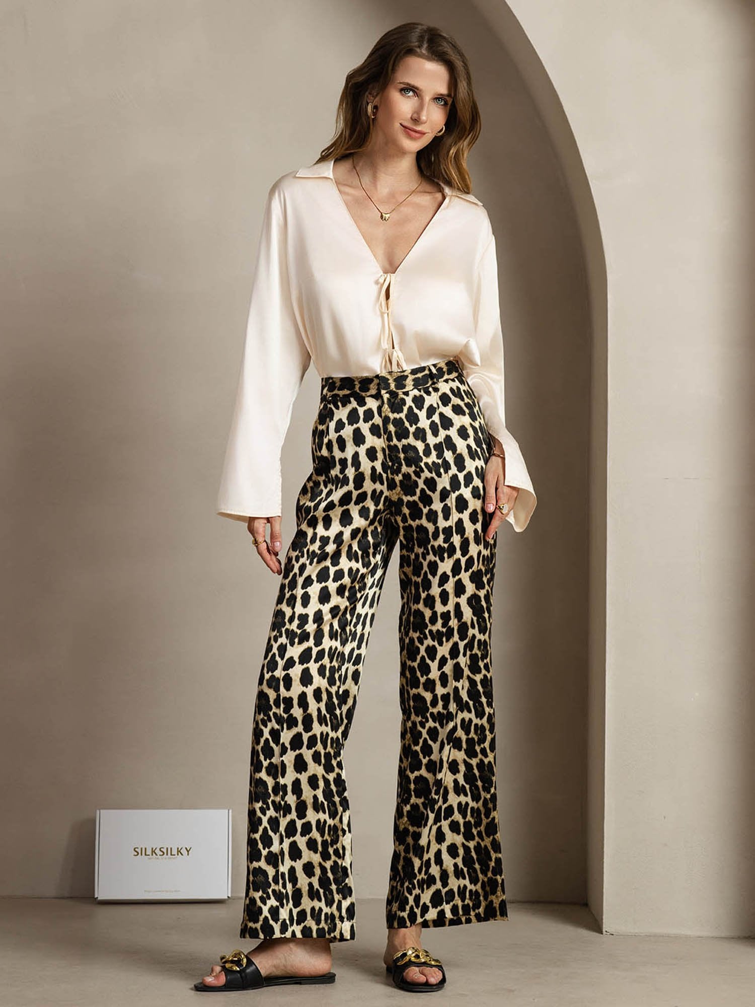 [Leopardo] SilkSilky-IT 19Momme Seta Womens Pants 004