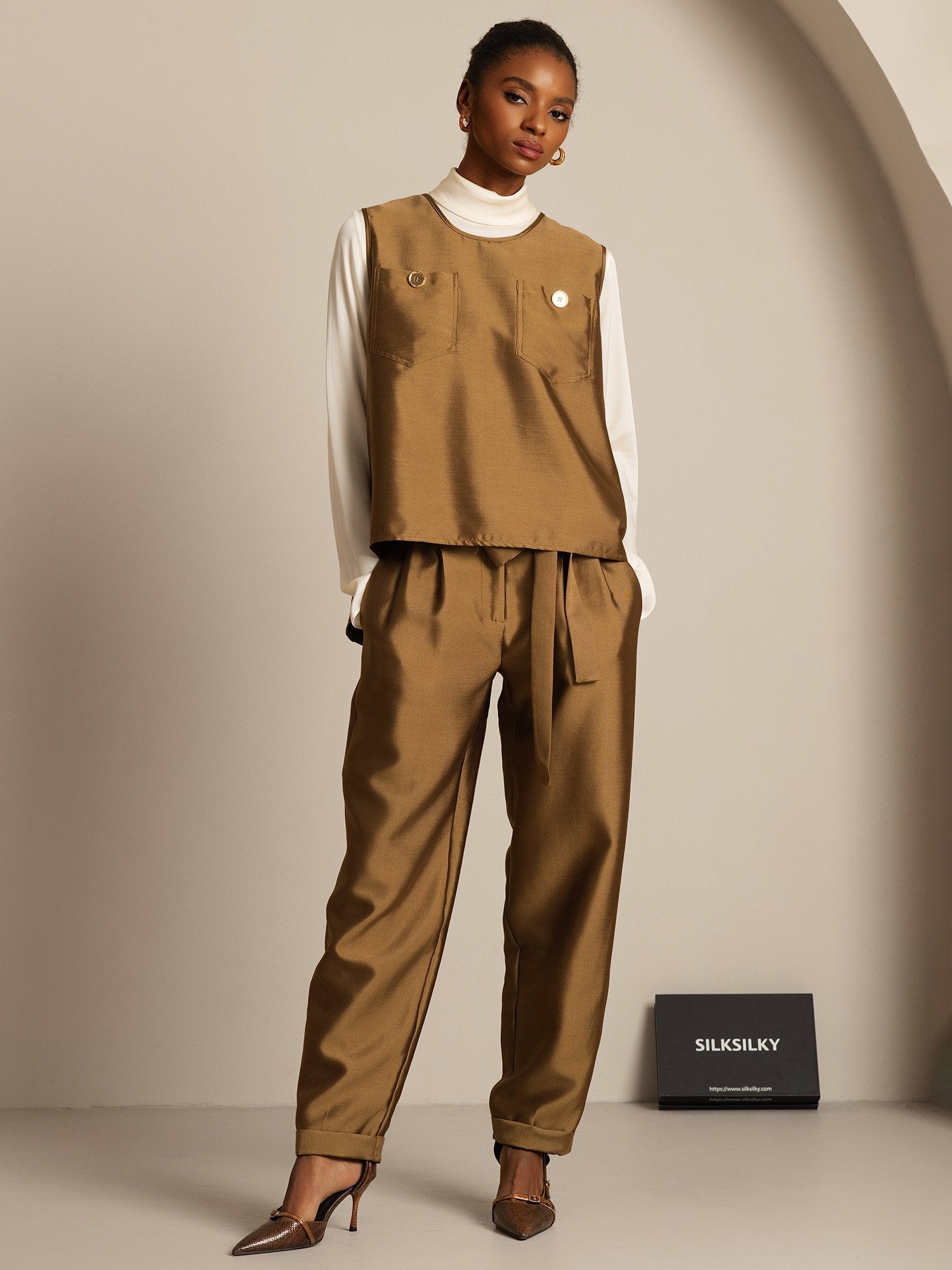 [Bronzo] SilkSilky-IT 32Momme Seta Womens Vest 005,