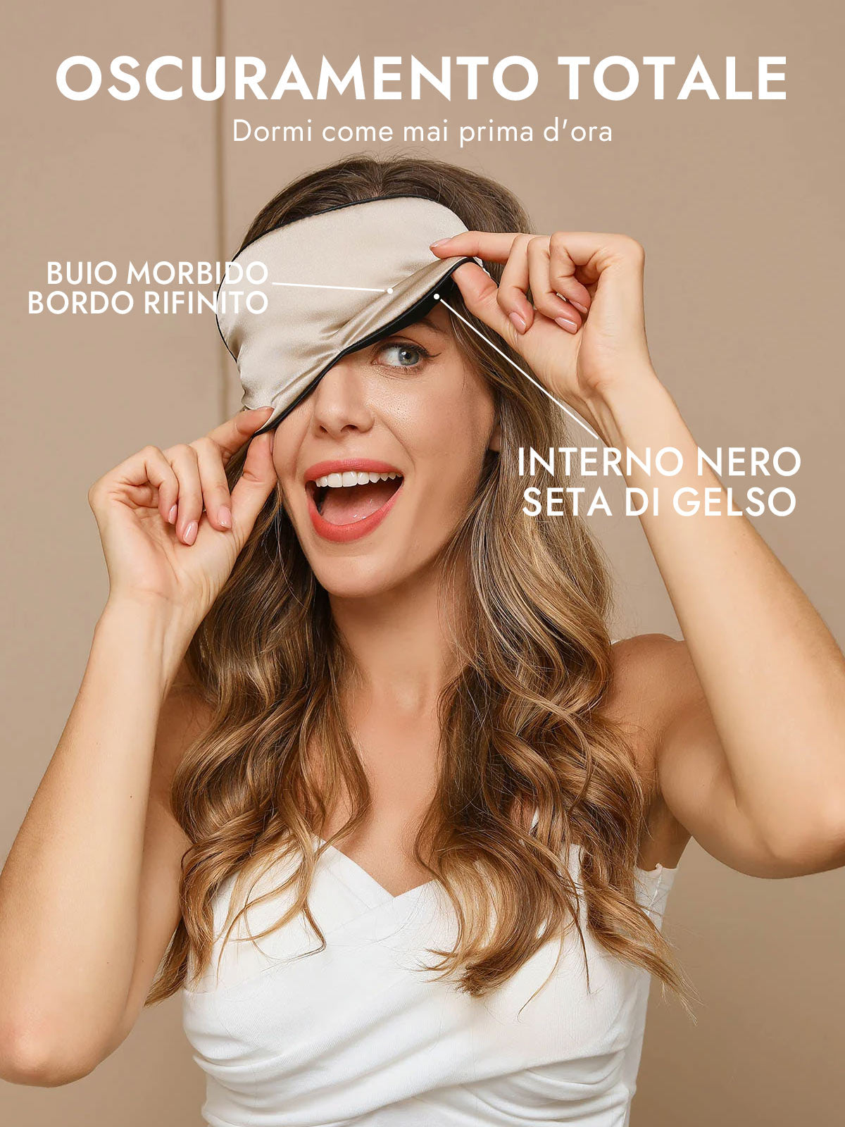 [Beige] SilkSilky-IT Mascherina da Notte 002