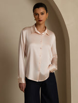[Rosa Chiaro] SilkSilky-IT Long Sleeve Lapel Collar Camicie da donna 001