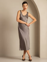 [Kaki Scuro] SilkSilky-IT Sleeveless Vestiti da donna 003