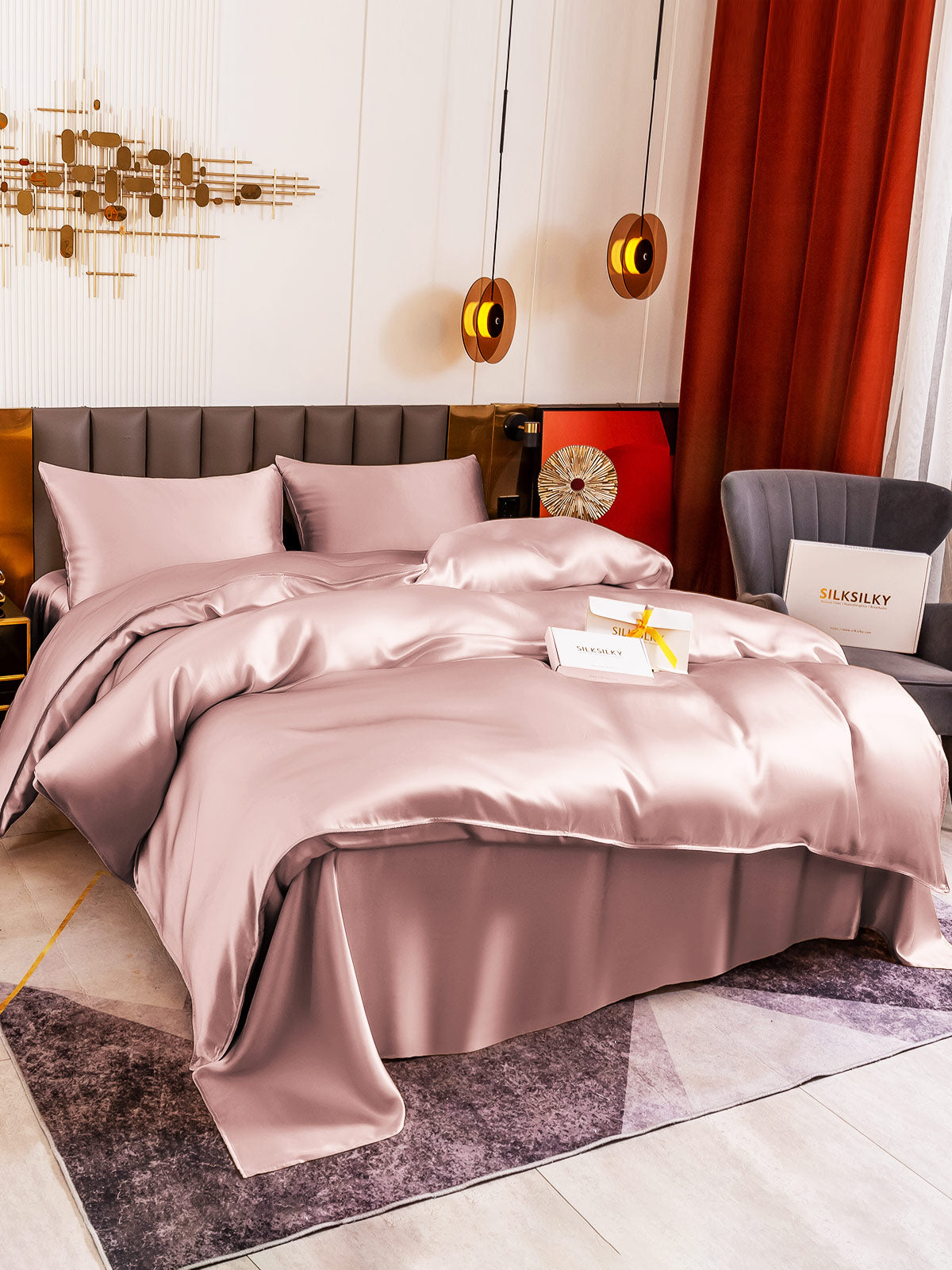 [Malva Pallido] SilkSilky-IT 19Momme Seta pura Bedding Set 003