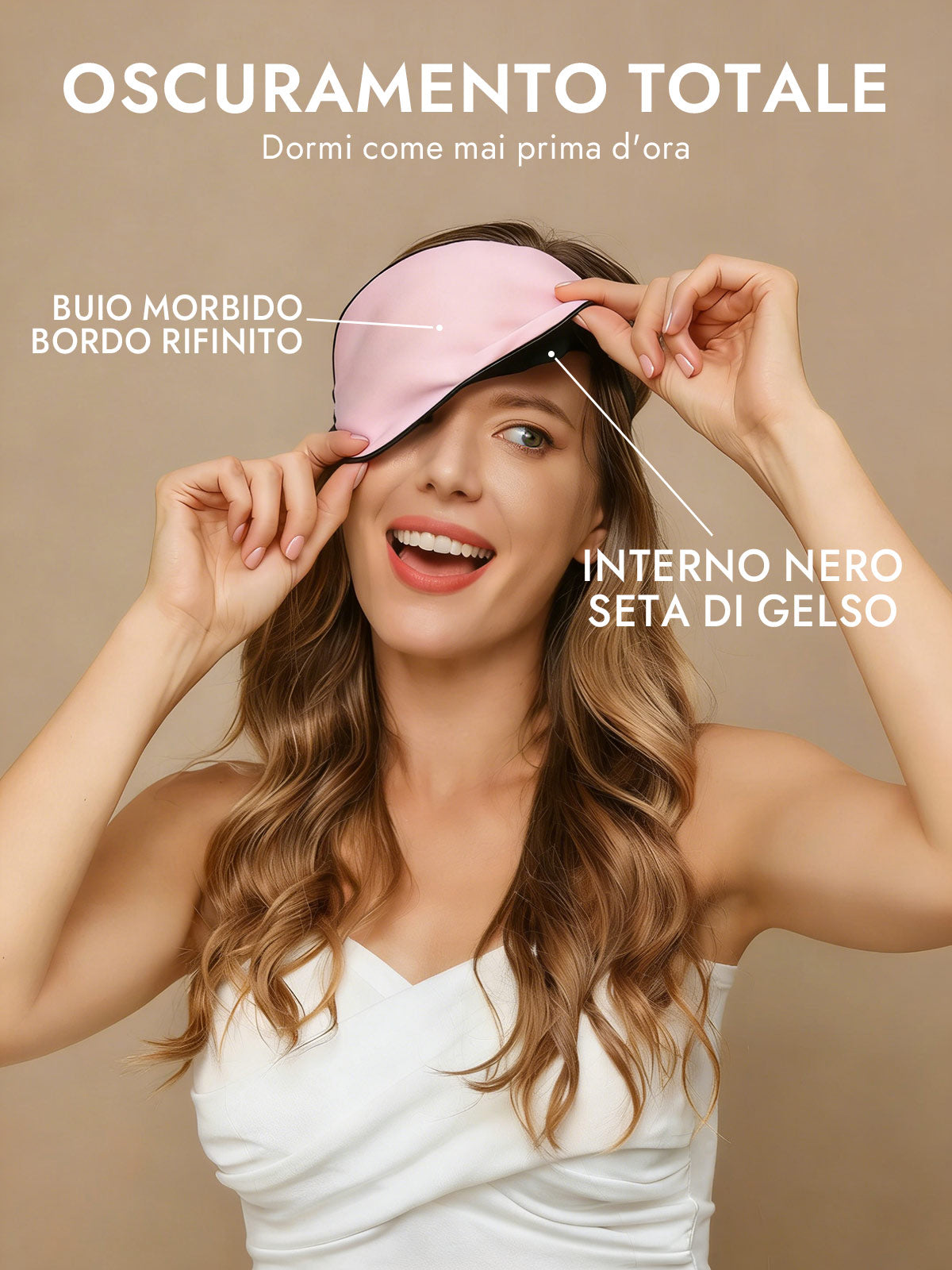 [Rosa Chiaro] SilkSilky-IT Mascherina da Notte 002