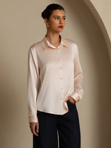 [Rosa Chiaro] SilkSilky-IT Long Sleeve Lapel Collar Camicie da donna 006