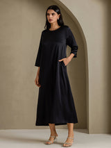 [Nero] SilkSilky-IT 3/4 Sleeve Round Neck Vestiti da donna 006