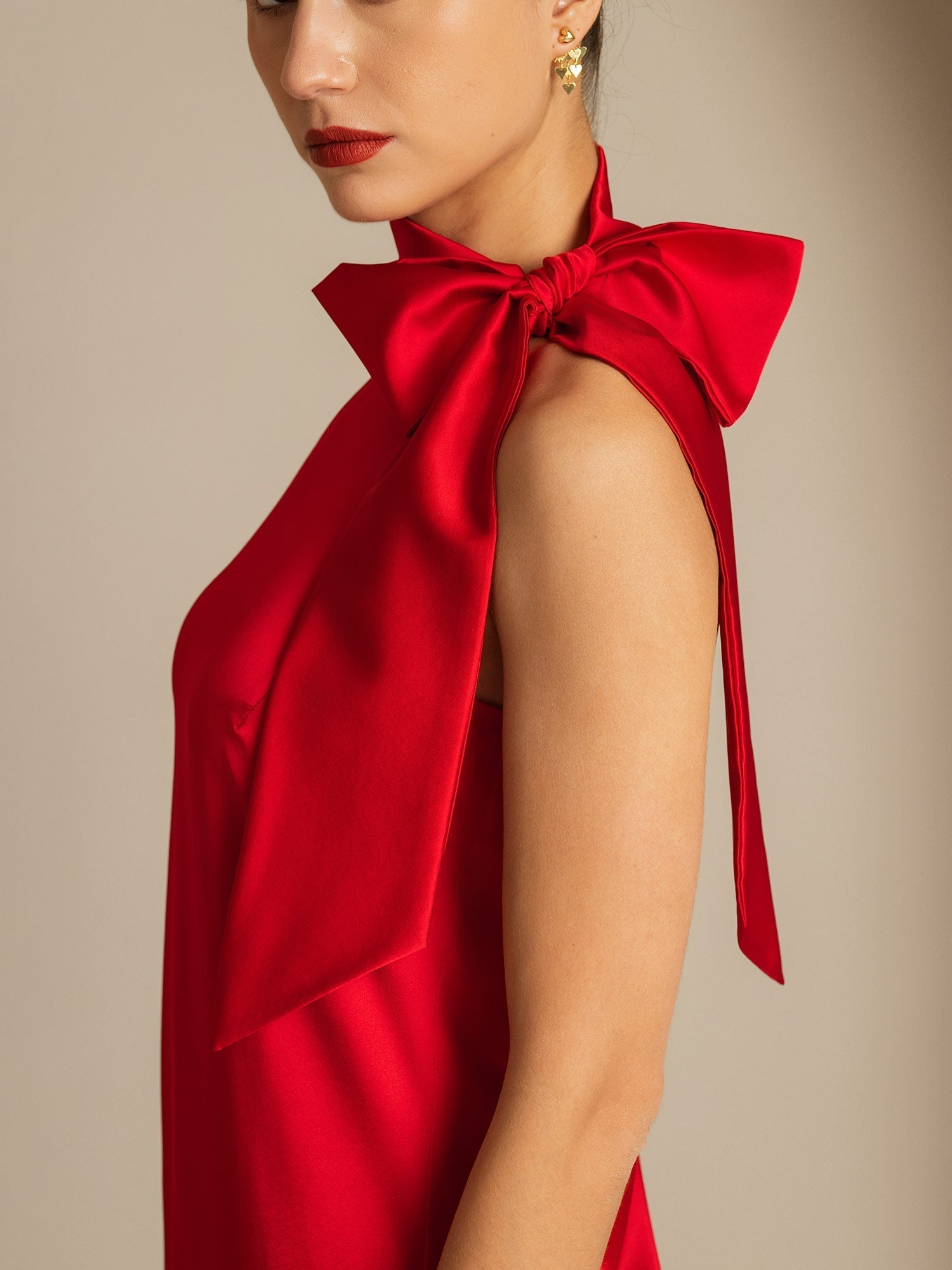 [Rosso] SilkSilky-IT 19Momme Seta Senza maniche Dress 004