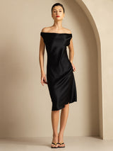 [Nero] SilkSilky-IT Sleeveless Cowl Neck Vestiti da donna 001