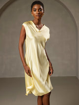 [Giallo] SilkSilky-IT Cap Sleeve V Neck Camicia da notte 004