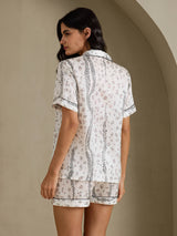 [Leopardo Bianco] SilkSilky-IT Short Sleeve Notch Collar Pigiami da donna 002