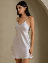 [Grigio] SilkSilky-IT Sleeveless V Neck Camicia da notte 006