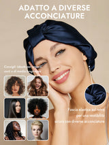 [Blu Scuro] SilkSilky-IT Cuffia di seta 005