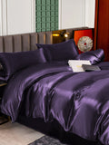 SilkSilky IT 25Momme Seta pura Bedding Set ViolaScuro 005