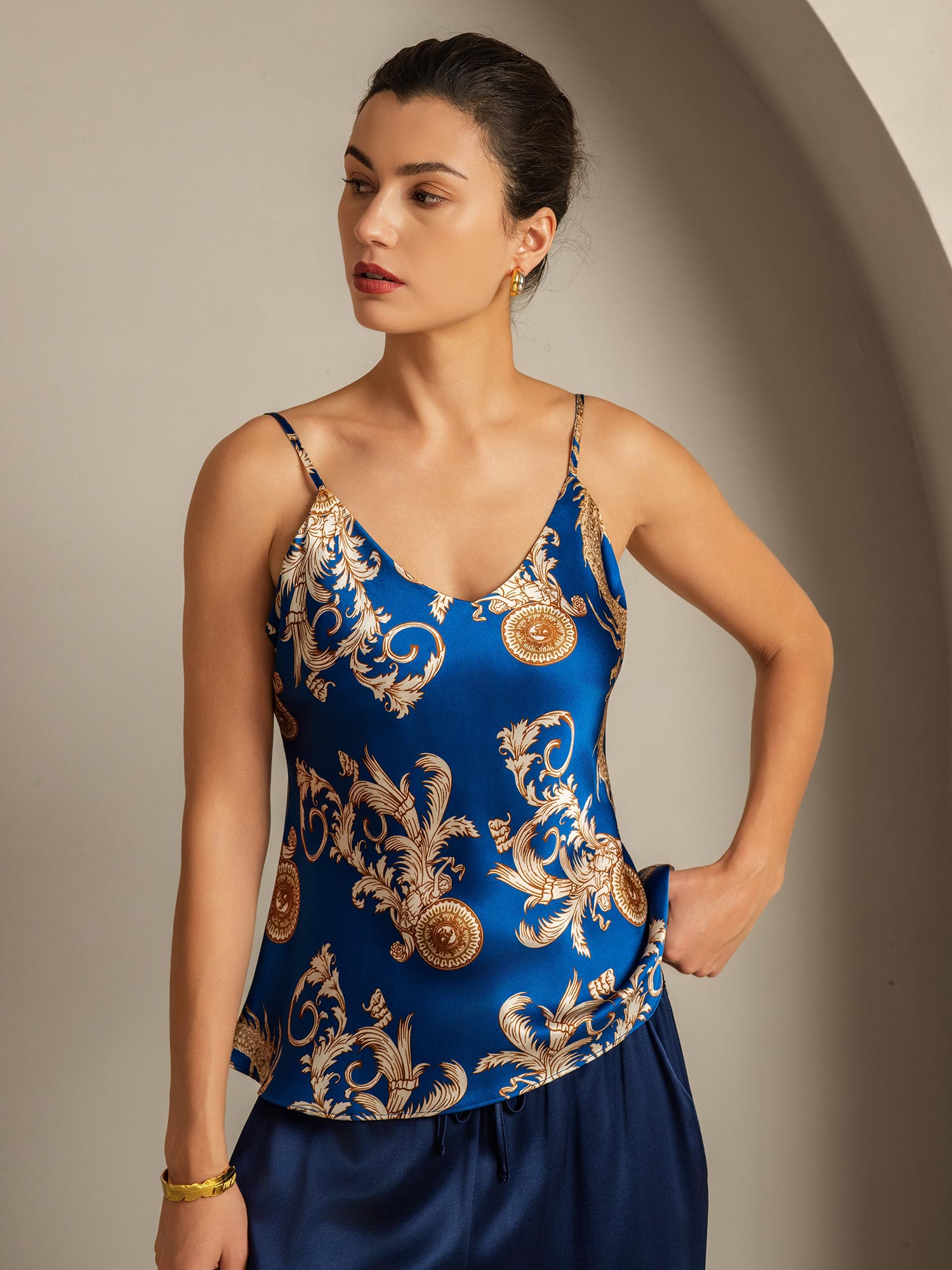 [Drago Navy] SilkSilky-IT Seta pura Camisoles 001