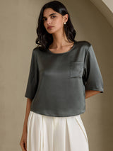 [Grigio Scuro] SilkSilky-IT Half Sleeve Magliette donna 001