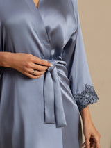 [Azzurro] SilkSilky-IT 3/4 Sleeve Vestaglia da donna 004