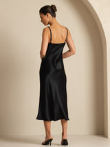 [Nero] SilkSilky-IT Sleeveless V Neck Vestiti da donna 002