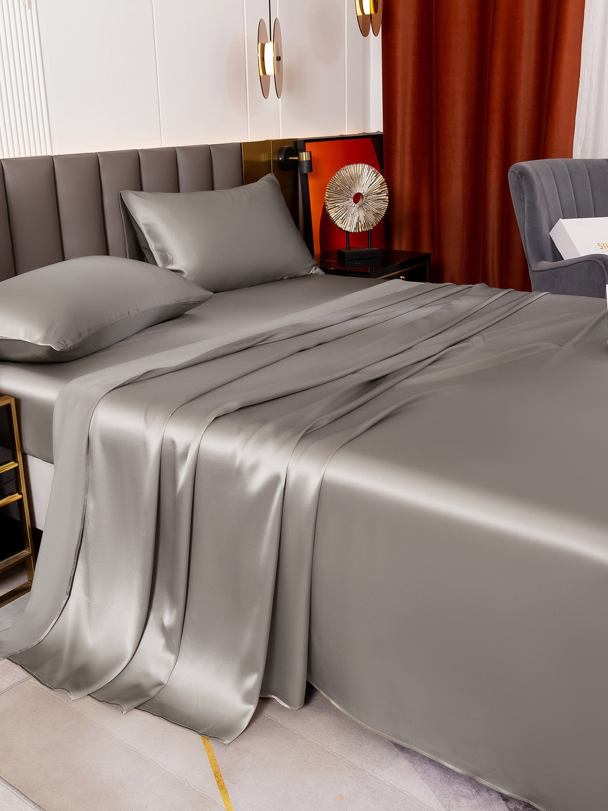 [Grigio] SilkSilky-IT 19Momme Seta pura Bedding Set 003