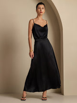 [Nero] SilkSilky-IT Spaghetti Strap Cowl Neck Women's Outfit Sets 003