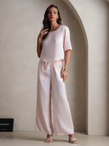 [Rosa] SilkSilky-IT Half Sleeve Round Neck Pigiami da donna 003
