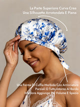 [Porcellana Bianco E Blu] SilkSilky-IT Cuffia di seta 003