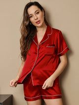 [Vino] SilkSilky-IT Short Sleeve Lapel Collar Pigiami da donna 004