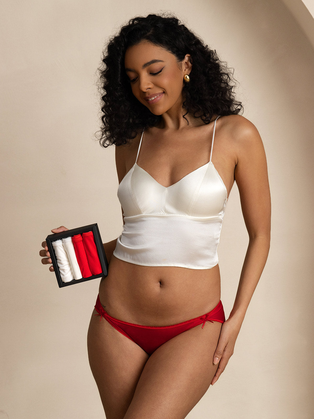 [Bianco+Rosso] SilkSilky-IT Maglia di seta Panty 002