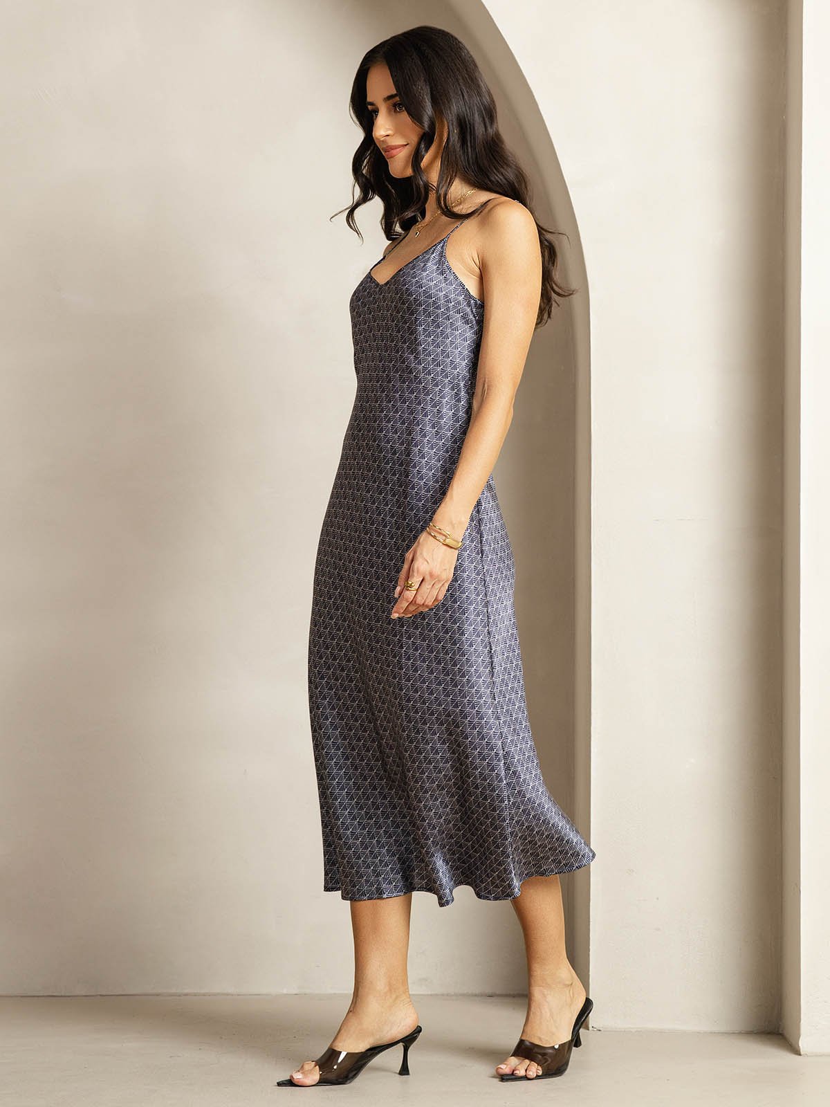 [Ginkgo Blu Navy] SilkSilky-IT 19Momme Seta Dress 003